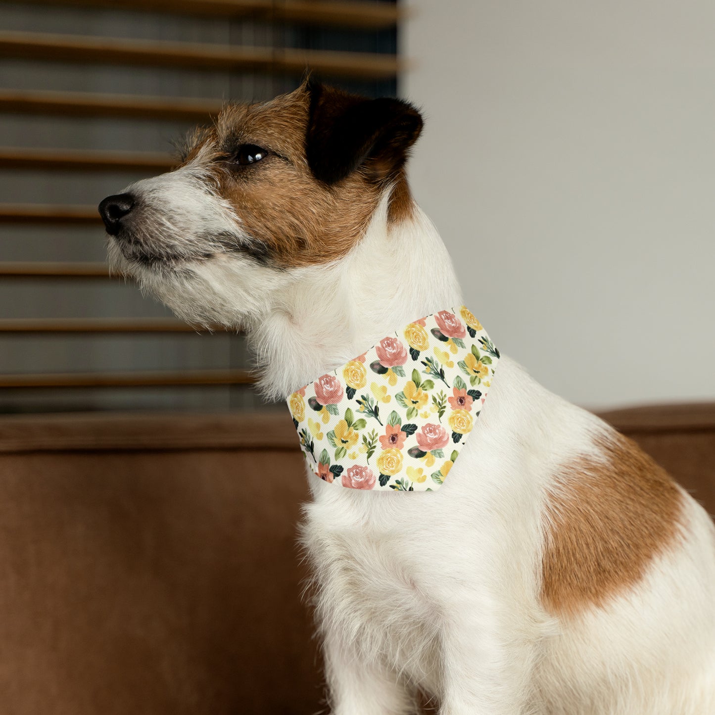 Yellow Floral Pet Bandana Collar