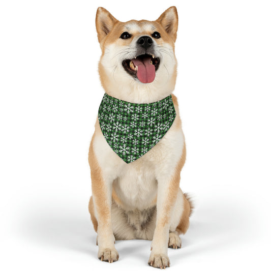 Christmas Green Plaid Pet Bandana Collar