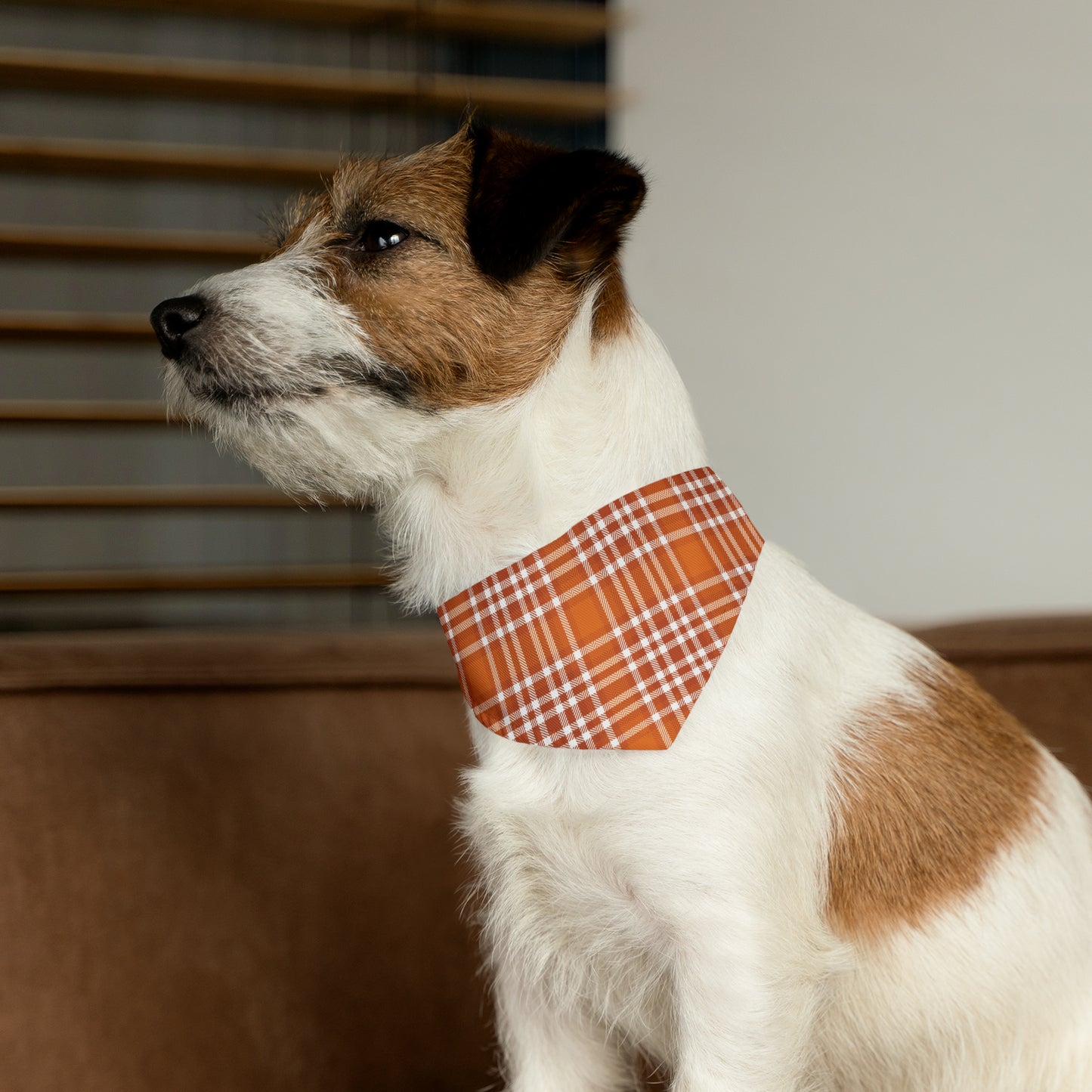 Orange Plaid Pet Bandana Collar