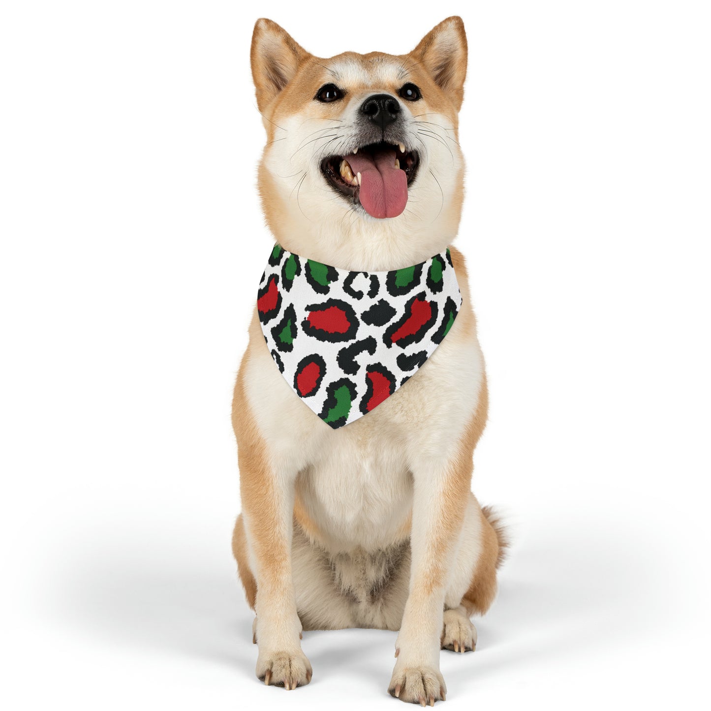 Leopard Print Christmas Pet Bandana Collar