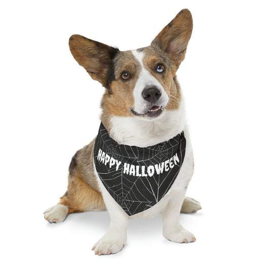 Happy Halloween Spider Web Dog/Cat Bandana Collar