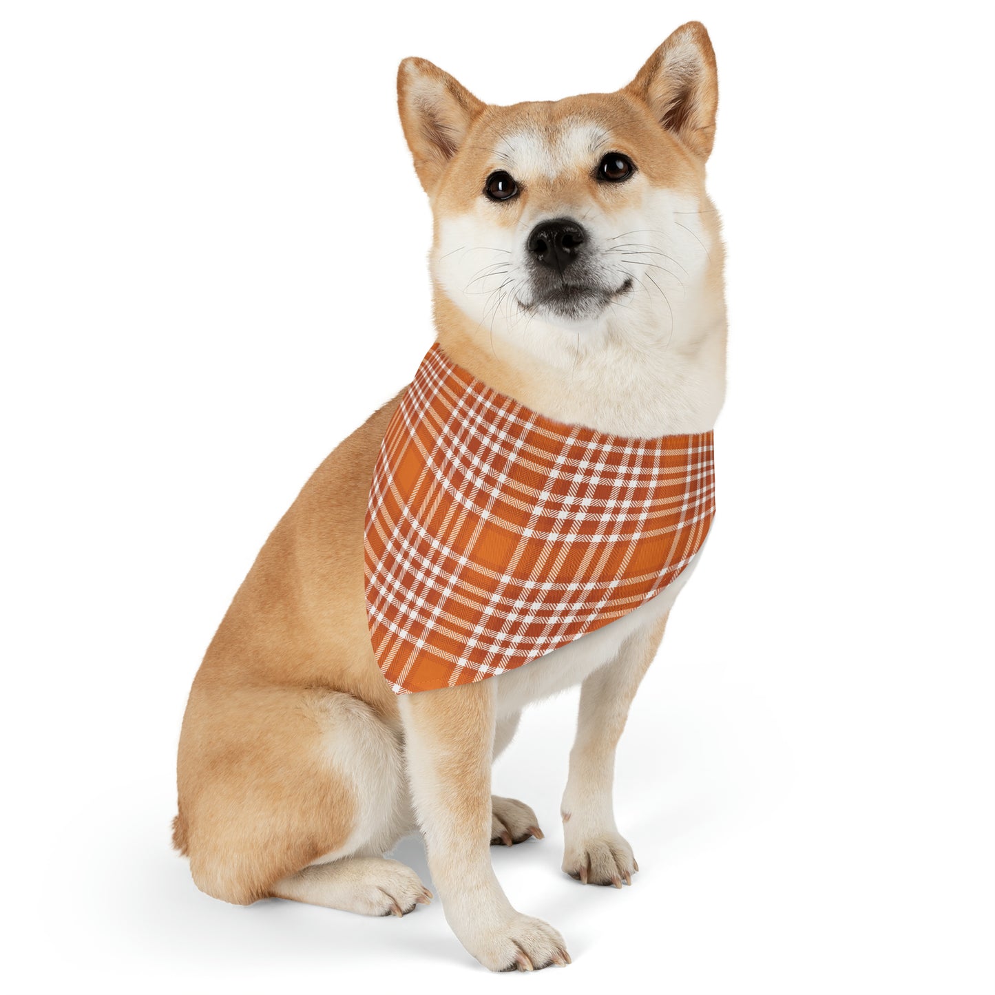 Orange Plaid Pet Bandana Collar