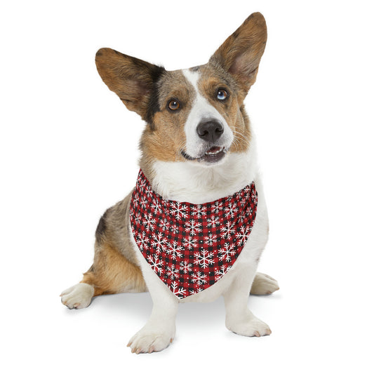 Christmas Snowflake Plaid Pet Bandana Collar