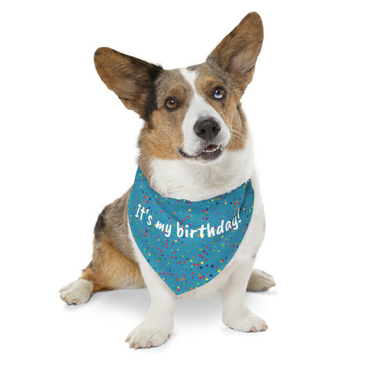 It's my Birthday Blue Pet Bandana Collar