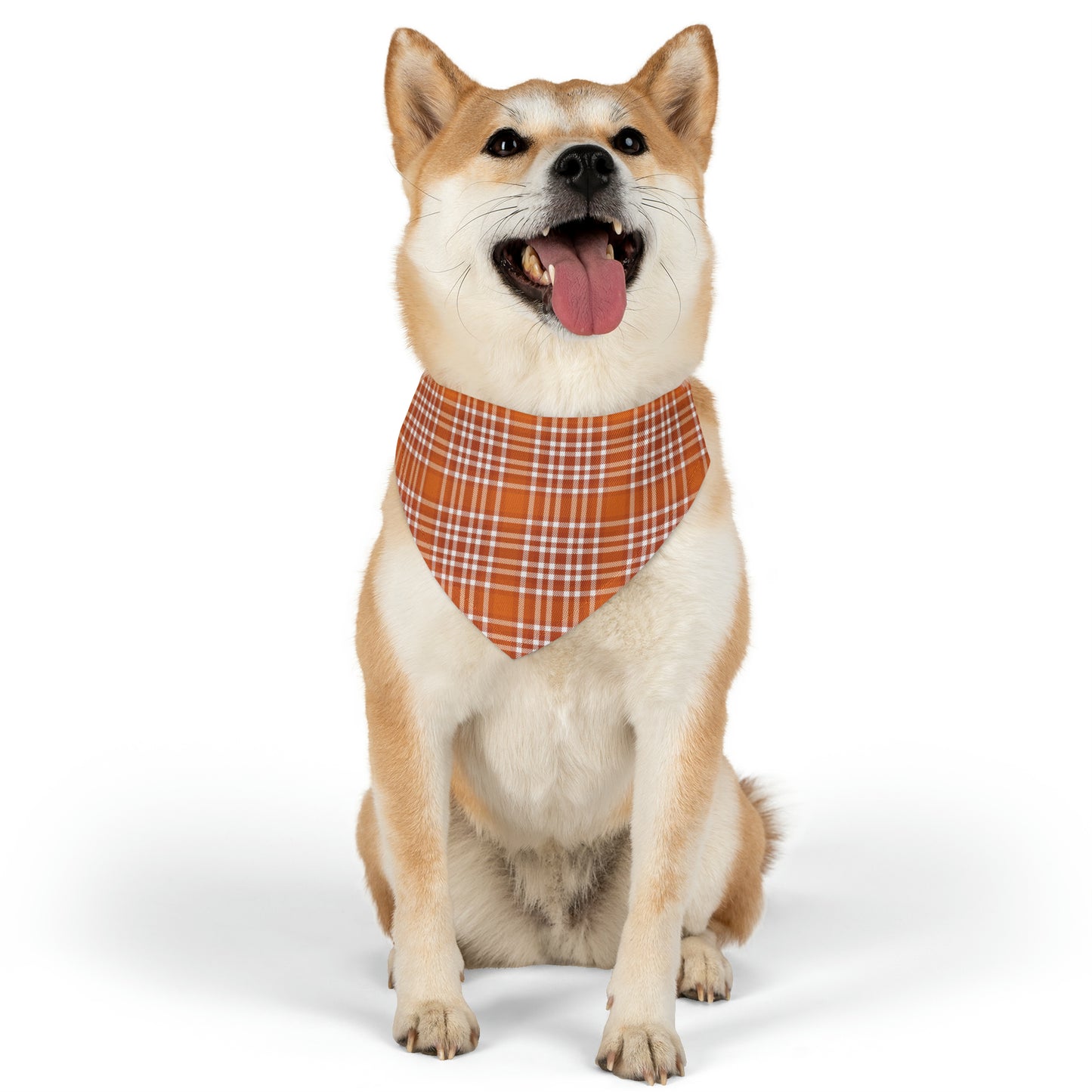 Orange Plaid Pet Bandana Collar