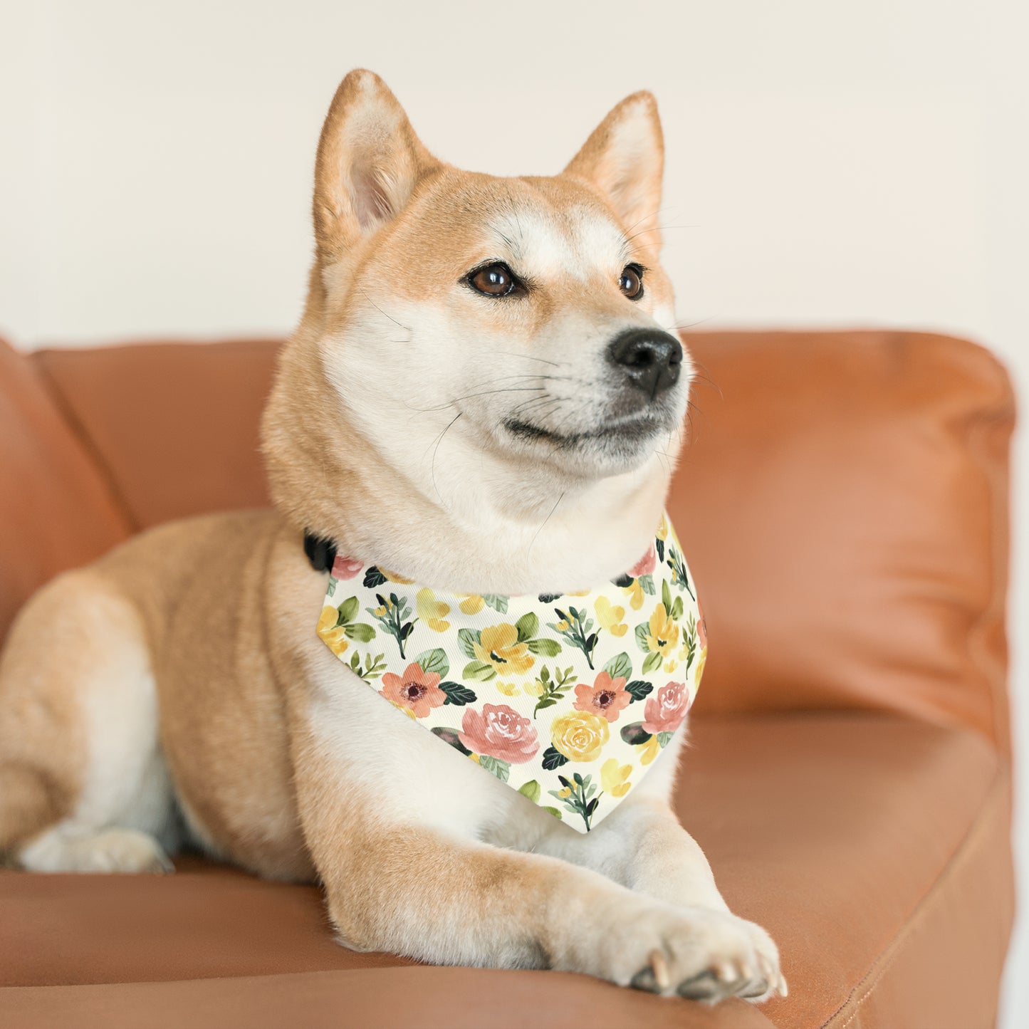 Yellow Floral Pet Bandana Collar