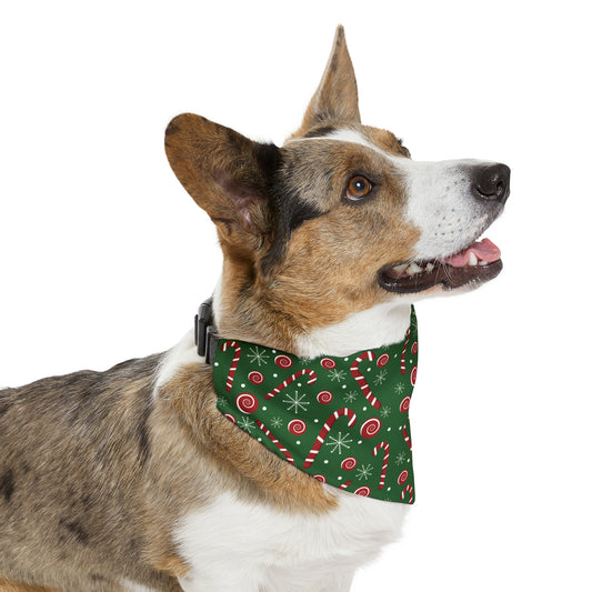 Green Candy Cane Pet Bandana Collar