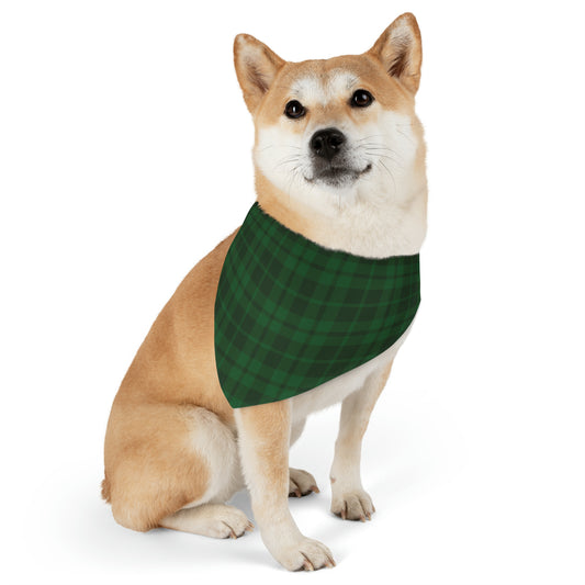 Dark Green Plaid Pet Bandana Collar