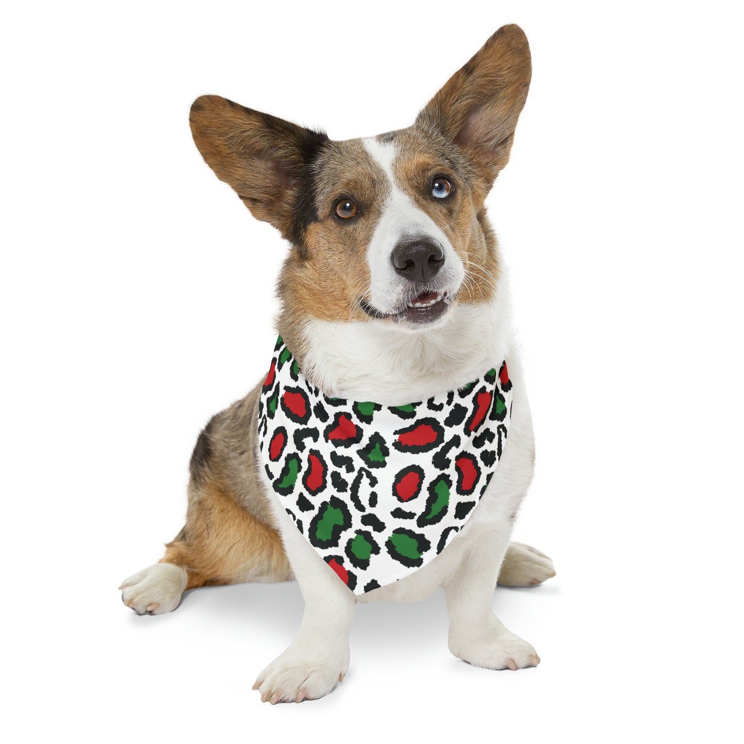 Leopard Print Christmas Pet Bandana Collar