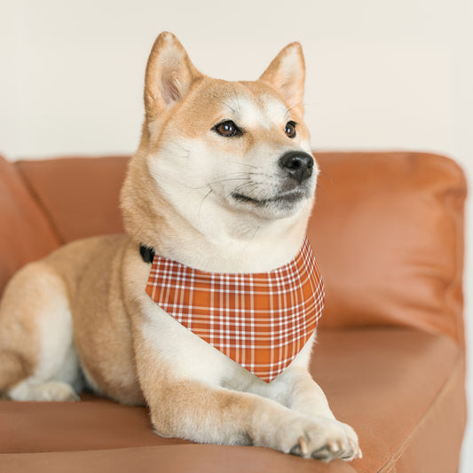 Orange Plaid Pet Bandana Collar