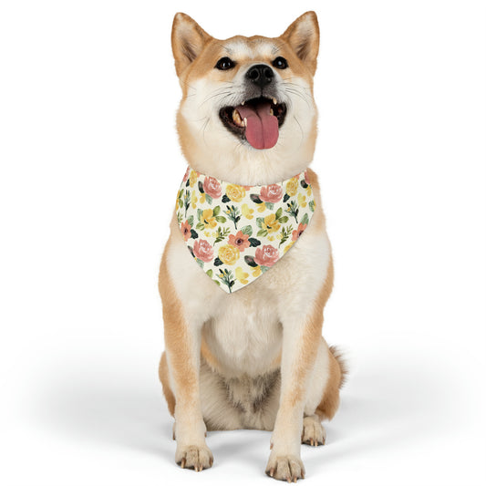 Yellow Floral Pet Bandana Collar